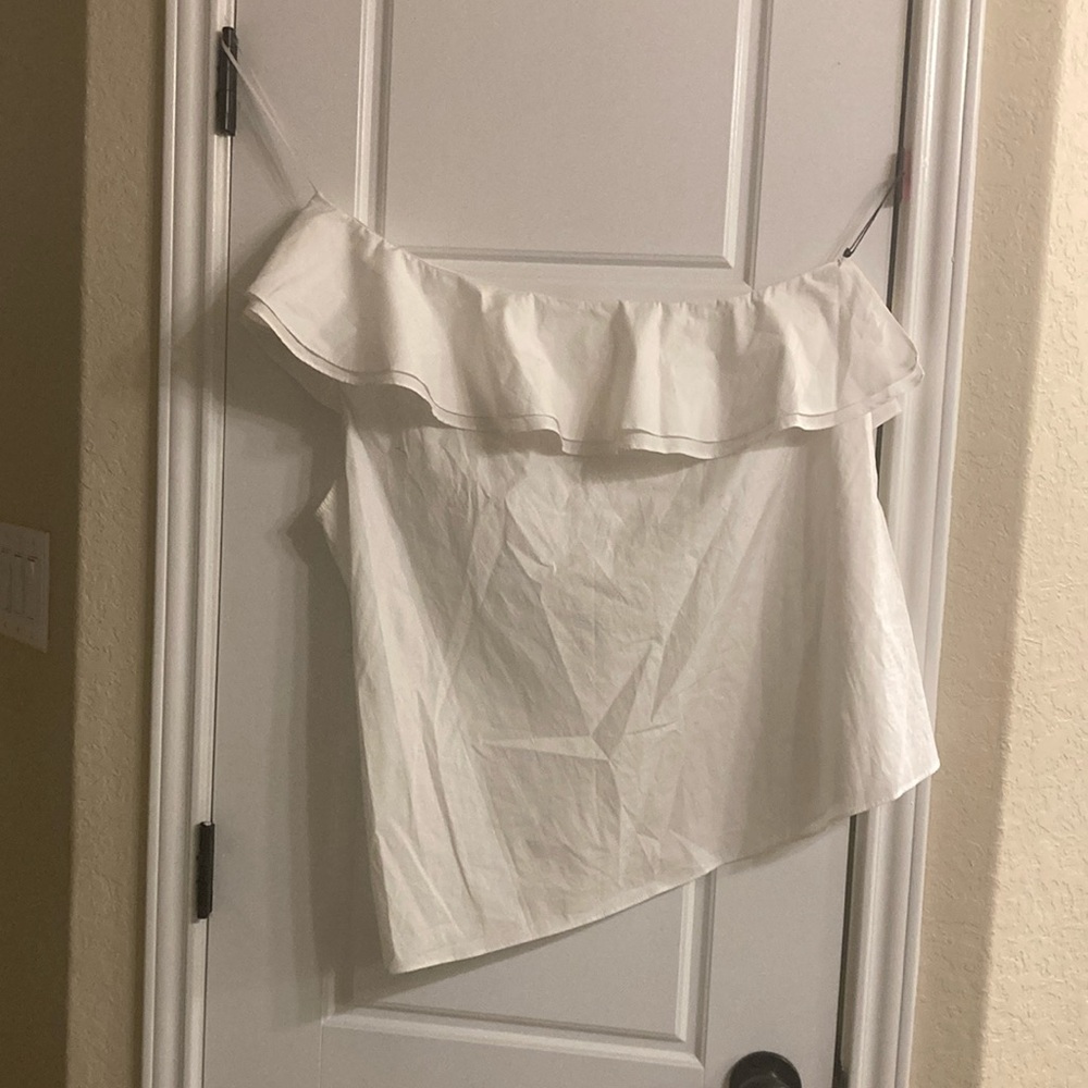 One shoulder white blouse